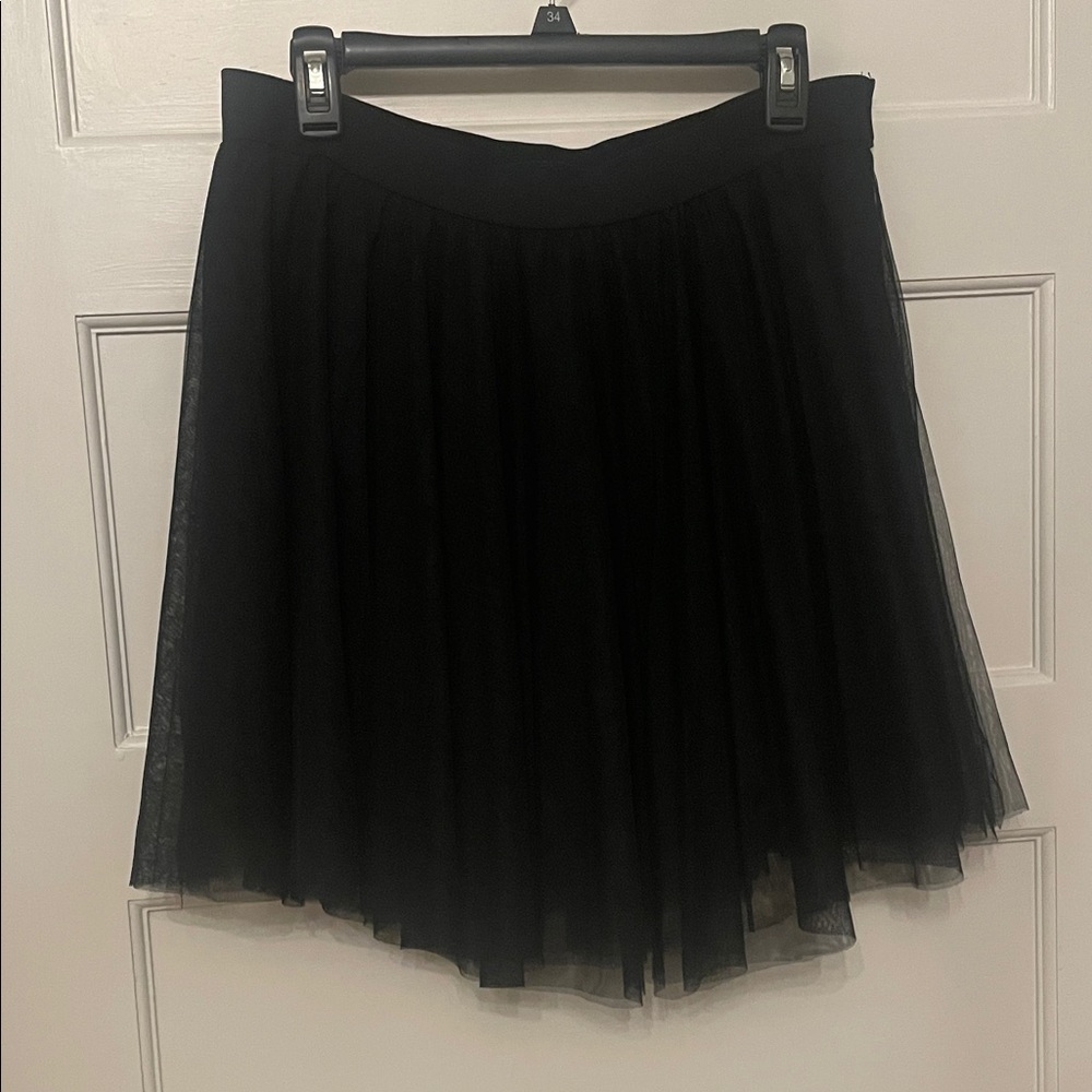 Charlotte Russe Black Tulle Skater Skirt 1X Ruffle Mini Party